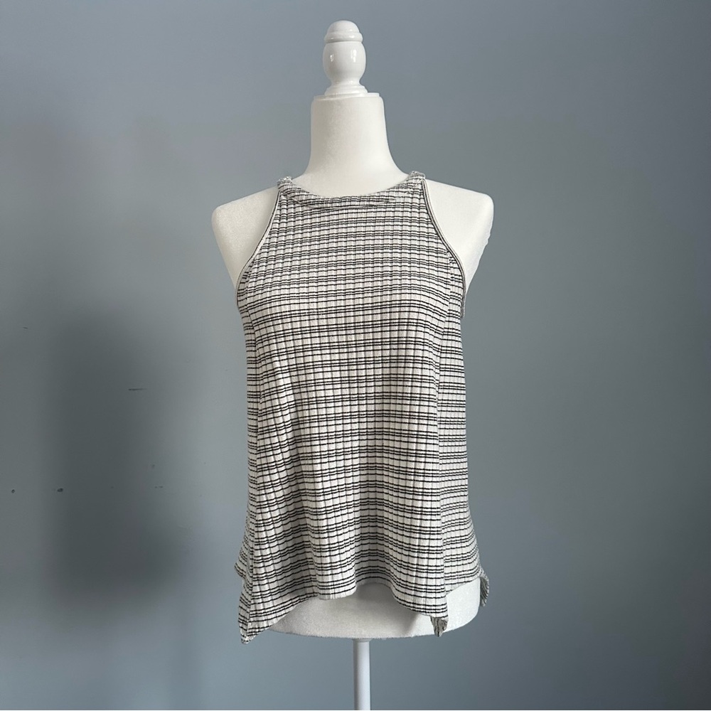 Women's Black and White Striped Tank Top